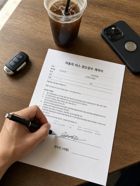 리스 양도양수 계약서 서명 고객 후기 사진